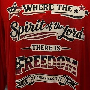 Red Graphic 'Where the Spirit of the Lord' Freedom Tee